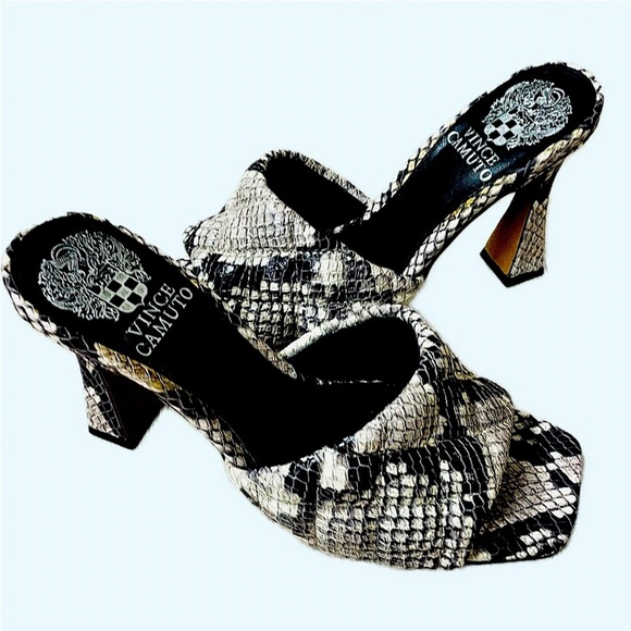 Vince Camuto Python Print Quilt Leather Reselm Mules Shoes Sandals 37/6.5 M - Picture 8 of 10